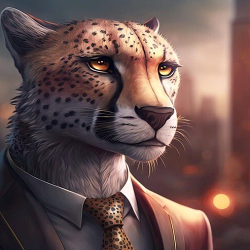 portrait-cheetah-dark-business-suit-with-gold-tie-blurred-background-office-generative-ai_124507-71657